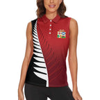 Custom British Lions New Zealand Women Sleeveless Polo Shirt Half Black Fern