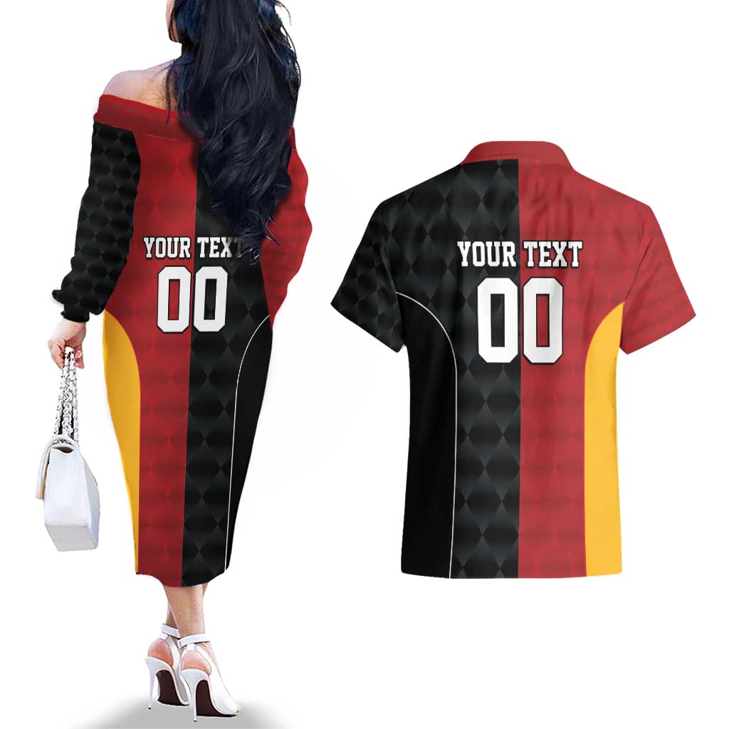 Custom British Lions New Zealand Couples Matching Off The Shoulder Long Sleeve Dress and Hawaiian Shirt Sporty Style