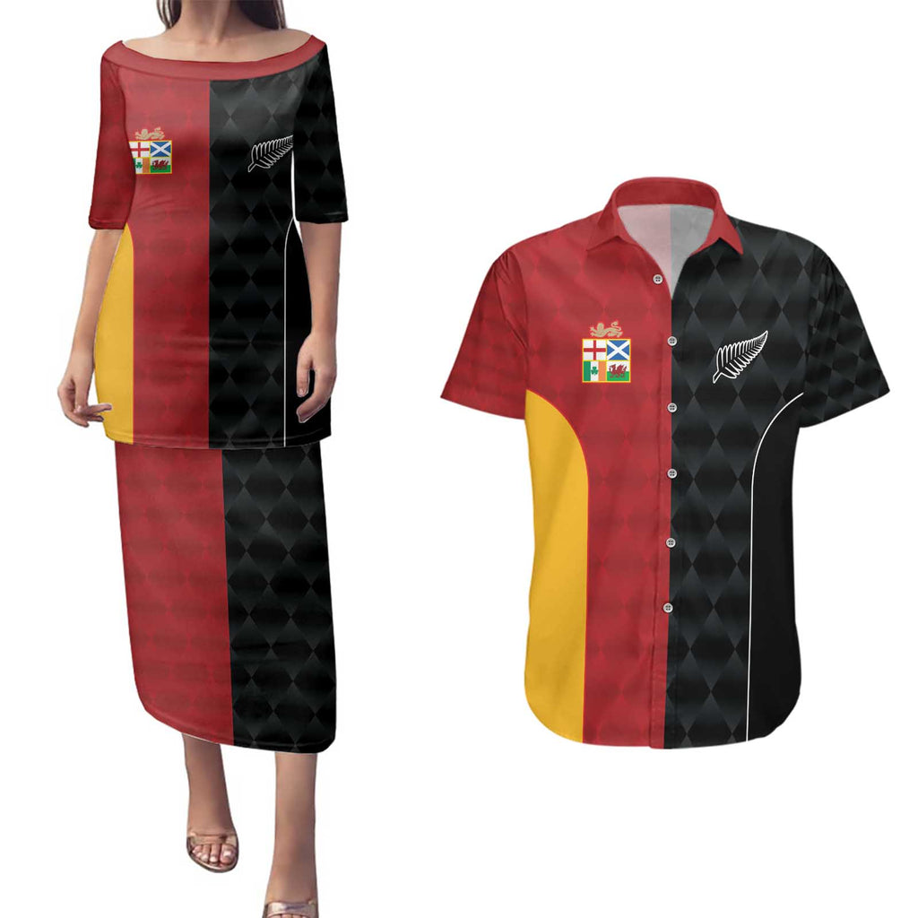 Custom British Lions New Zealand Couples Matching Puletasi and Hawaiian Shirt Sporty Style