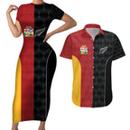 Custom British Lions New Zealand Couples Matching Short Sleeve Bodycon Dress and Hawaiian Shirt Sporty Style