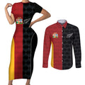 Custom British Lions New Zealand Couples Matching Short Sleeve Bodycon Dress and Long Sleeve Button Shirt Sporty Style