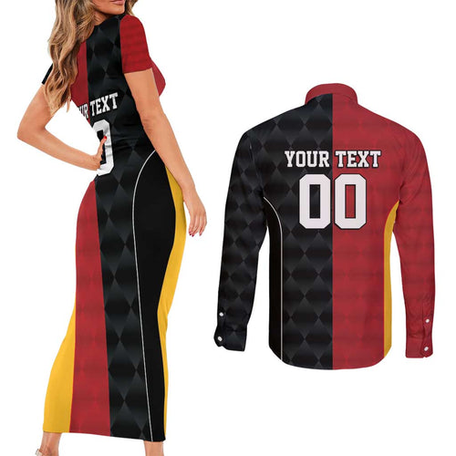 Custom British Lions New Zealand Couples Matching Short Sleeve Bodycon Dress and Long Sleeve Button Shirt Sporty Style