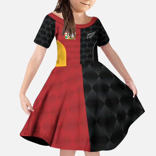 Custom British Lions New Zealand Family Matching Off Shoulder Maxi Dress and Hawaiian Shirt Sporty Style