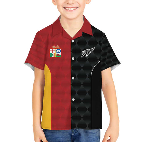 Custom British Lions New Zealand Family Matching Off Shoulder Short Dress and Hawaiian Shirt Sporty Style
