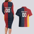 Custom British Lions Australia ACT Couples Matching Long Sleeve Bodycon Dress and Hawaiian Shirt Sporty Style