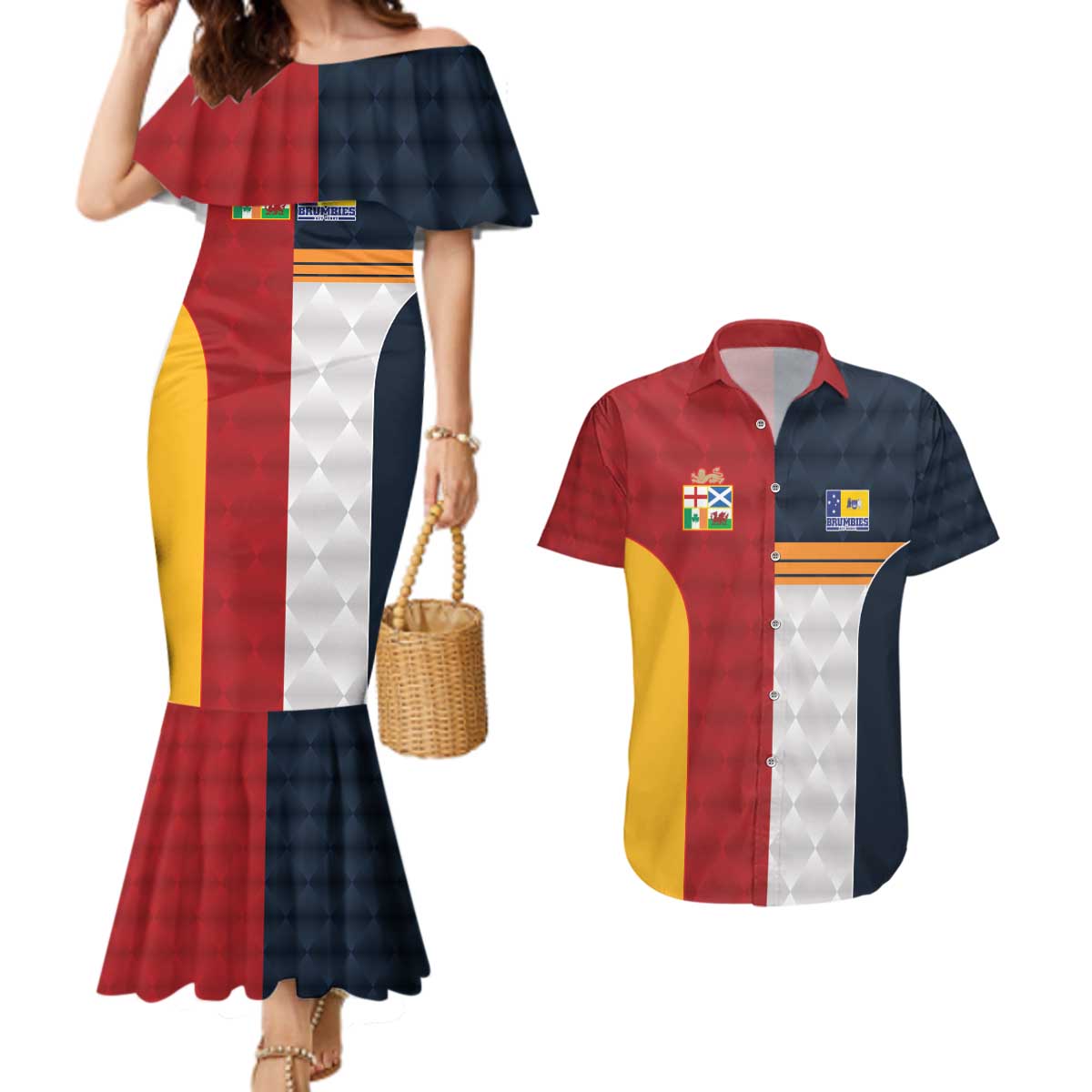 Custom British Lions Australia ACT Couples Matching Mermaid Dress and Hawaiian Shirt Sporty Style