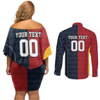 Custom British Lions Australia ACT Couples Matching Off Shoulder Short Dress and Long Sleeve Button Shirt Sporty Style