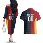 Custom British Lions Australia ACT Couples Matching Off The Shoulder Long Sleeve Dress and Hawaiian Shirt Sporty Style