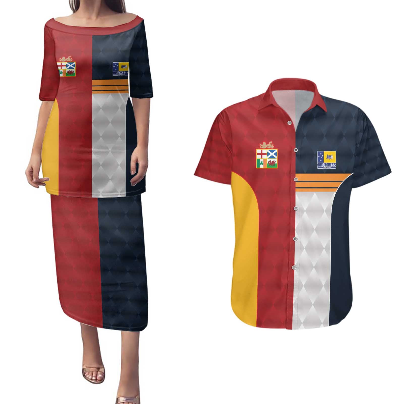 Custom British Lions Australia ACT Couples Matching Puletasi and Hawaiian Shirt Sporty Style
