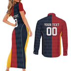 Custom British Lions Australia ACT Couples Matching Short Sleeve Bodycon Dress and Long Sleeve Button Shirt Sporty Style