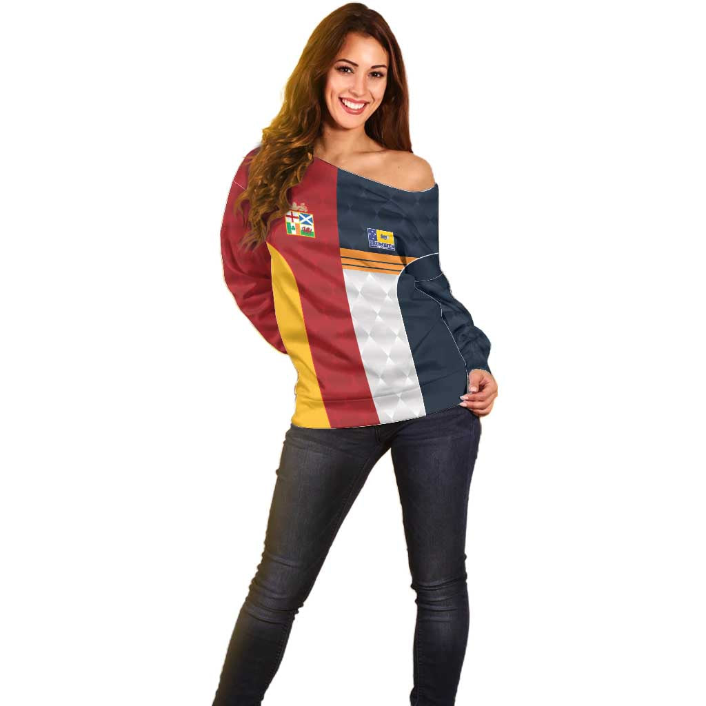 Custom British Lions Australia ACT Off Shoulder Sweater Sporty Style