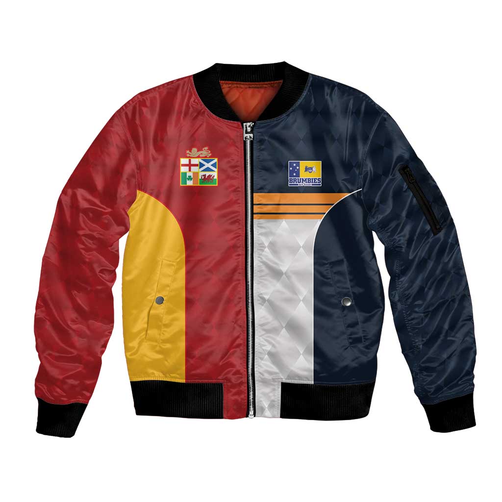 Custom British Lions Australia ACT Sleeve Zip Bomber Jacket Sporty Style
