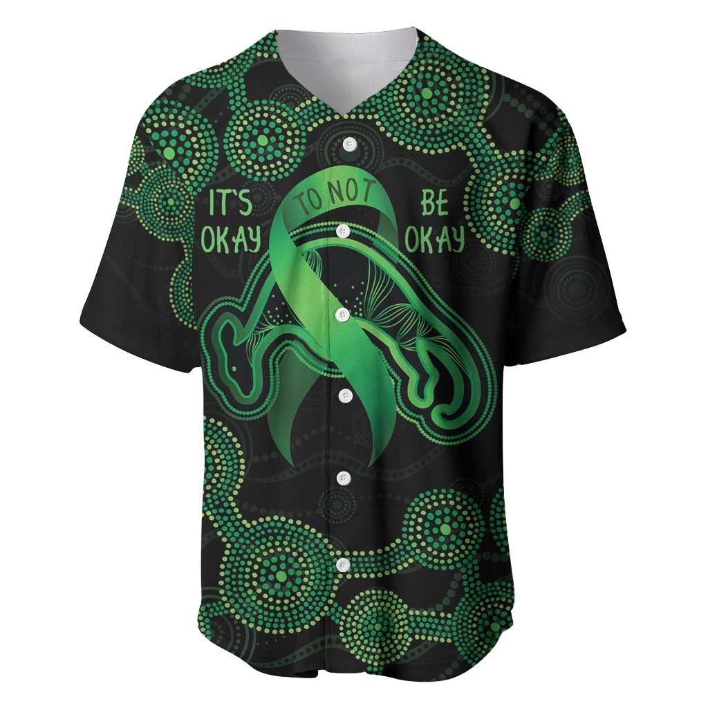 Green Kangaroo Ribbon Aboriginal Personalised Baseball Jersey Depression Awareness