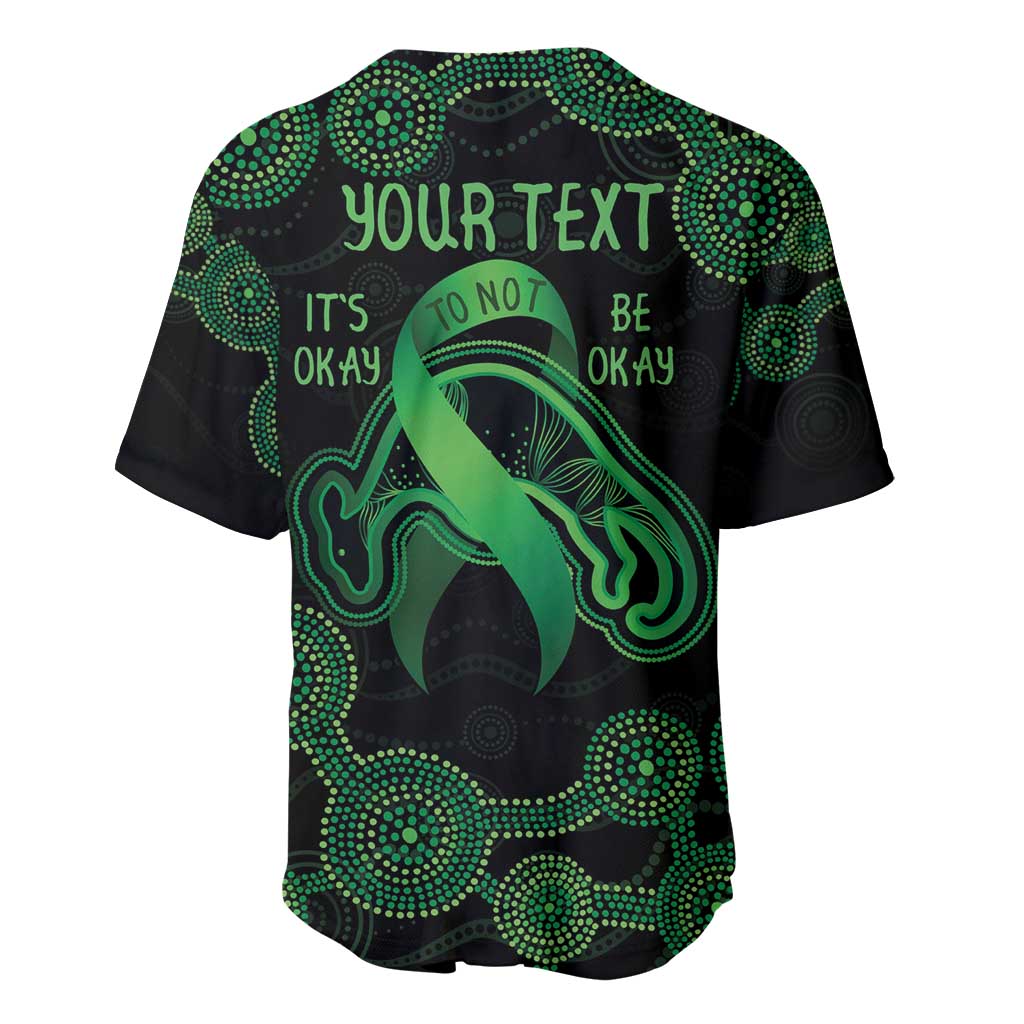 Green Kangaroo Ribbon Aboriginal Personalised Baseball Jersey Depression Awareness