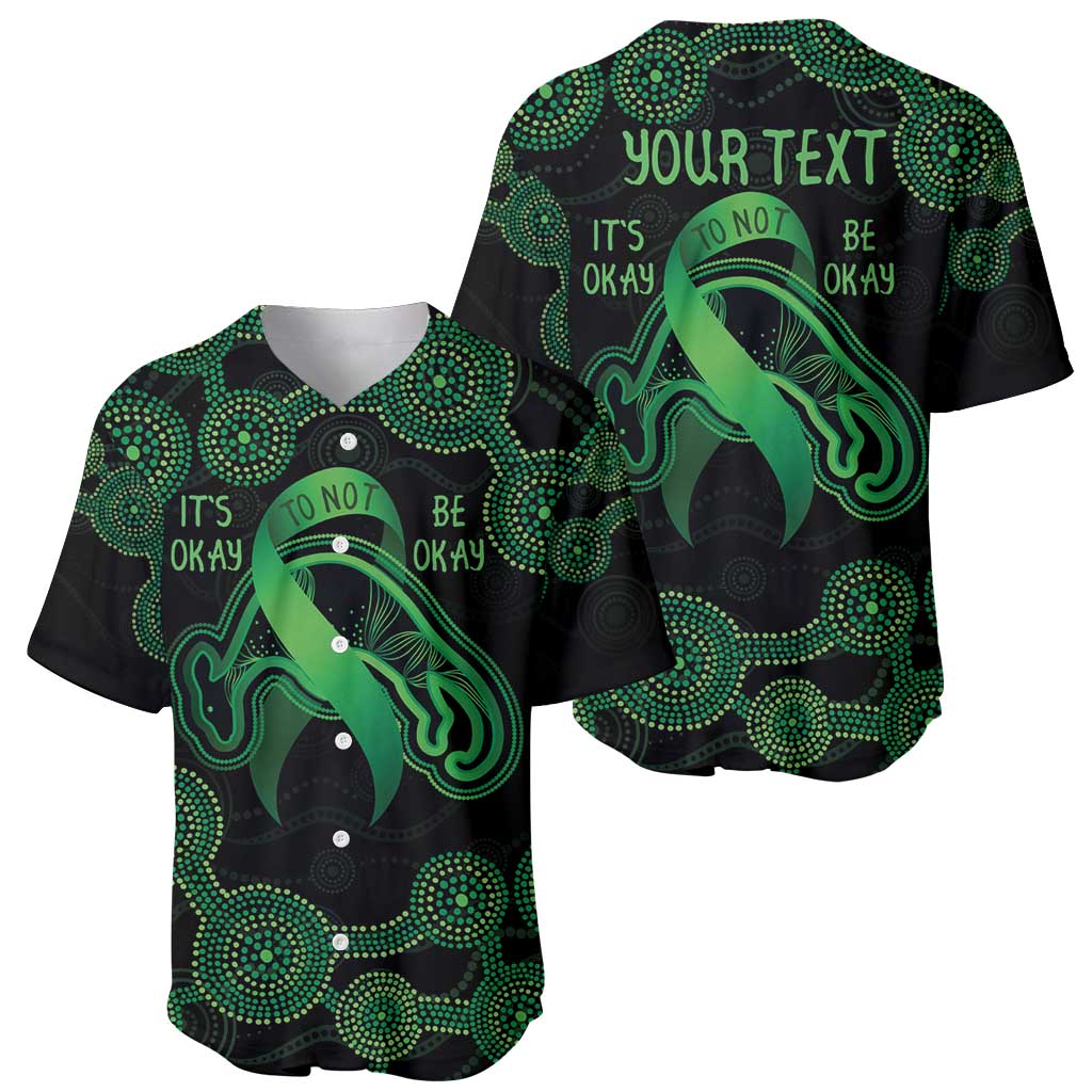 Green Kangaroo Ribbon Aboriginal Personalised Baseball Jersey Depression Awareness
