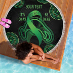 Green Kangaroo Ribbon Aboriginal Personalised Beach Blanket Depression Awareness
