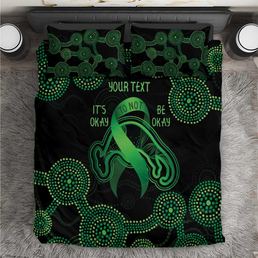 Green Kangaroo Ribbon Aboriginal Personalised Bedding Set Depression Awareness