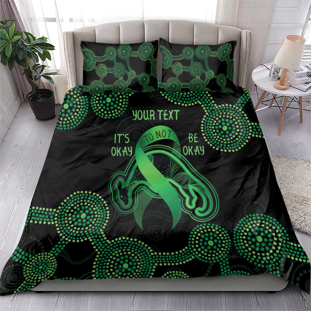 Green Kangaroo Ribbon Aboriginal Personalised Bedding Set Depression Awareness