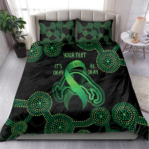 Green Kangaroo Ribbon Aboriginal Personalised Bedding Set Depression Awareness