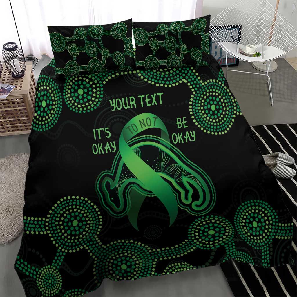 Green Kangaroo Ribbon Aboriginal Personalised Bedding Set Depression Awareness