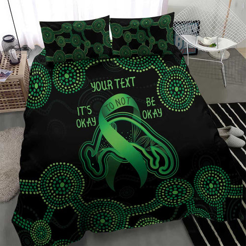 Green Kangaroo Ribbon Aboriginal Personalised Bedding Set Depression Awareness