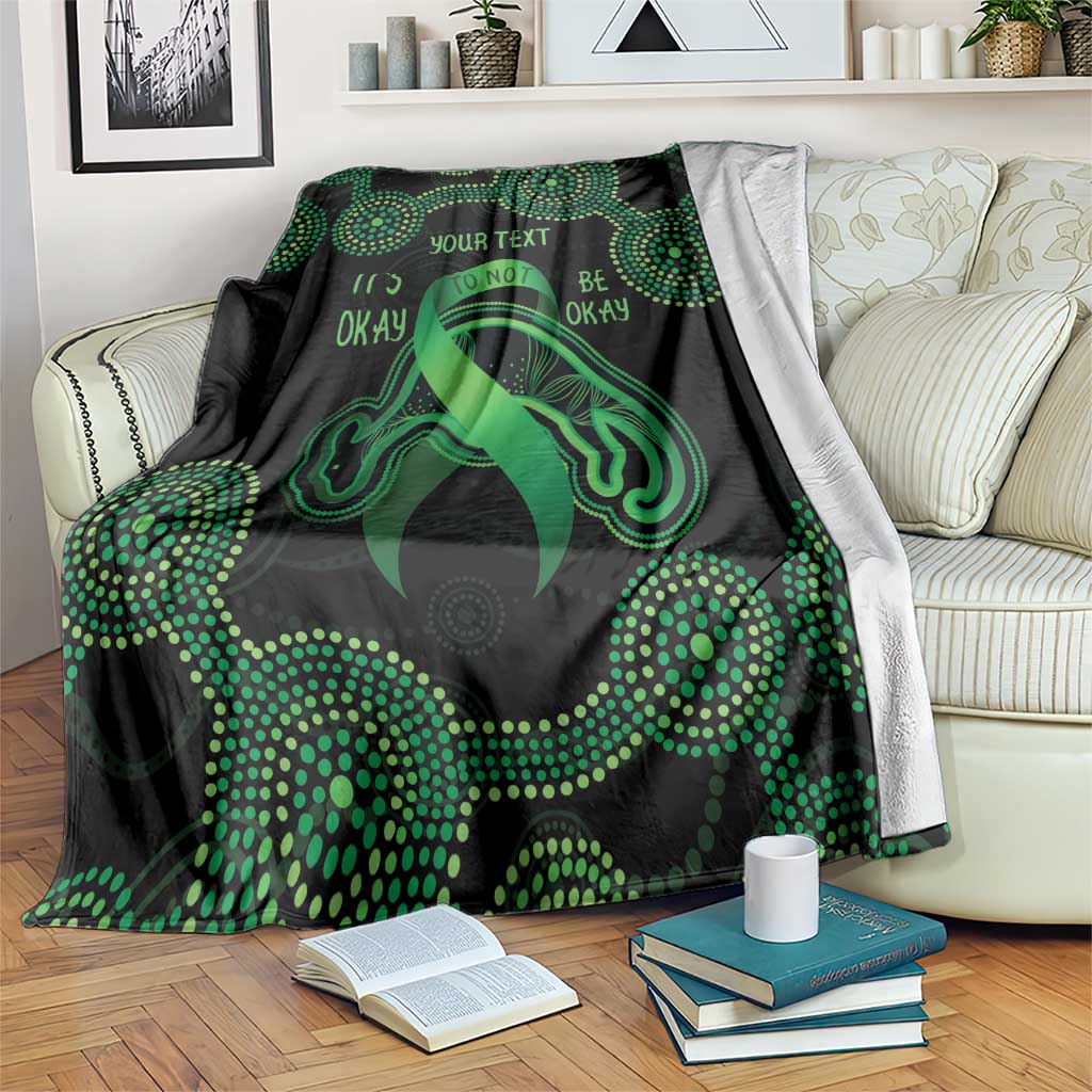 Green Kangaroo Ribbon Aboriginal Personalised Blanket Depression Awareness