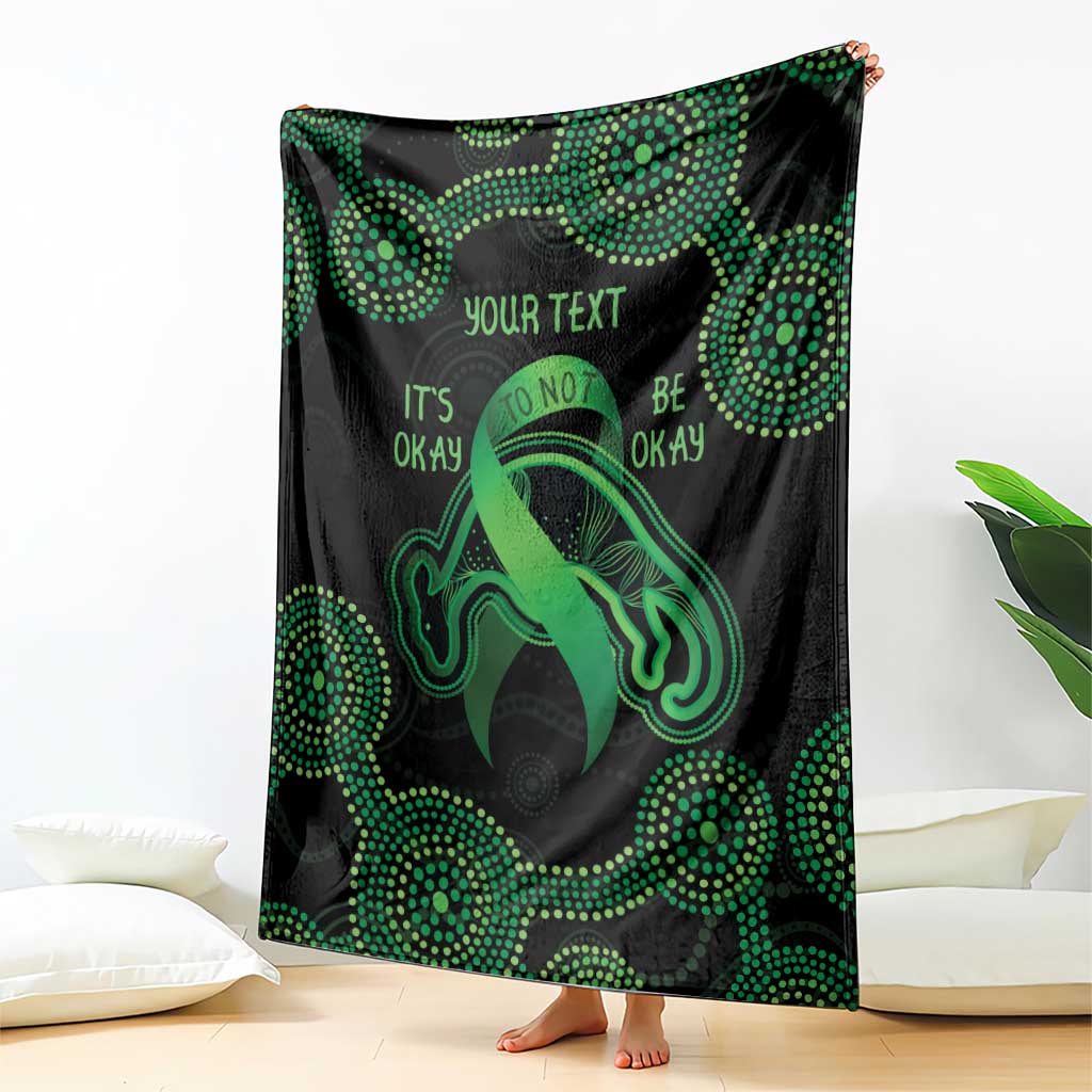 Green Kangaroo Ribbon Aboriginal Personalised Blanket Depression Awareness