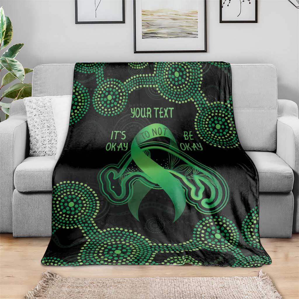 Green Kangaroo Ribbon Aboriginal Personalised Blanket Depression Awareness
