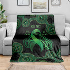 Green Kangaroo Ribbon Aboriginal Personalised Blanket Depression Awareness