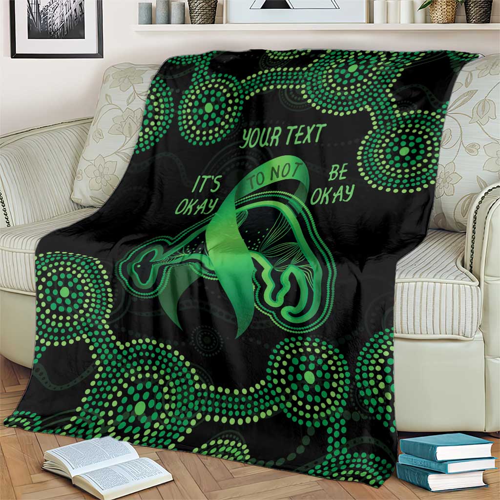 Green Kangaroo Ribbon Aboriginal Personalised Blanket Depression Awareness