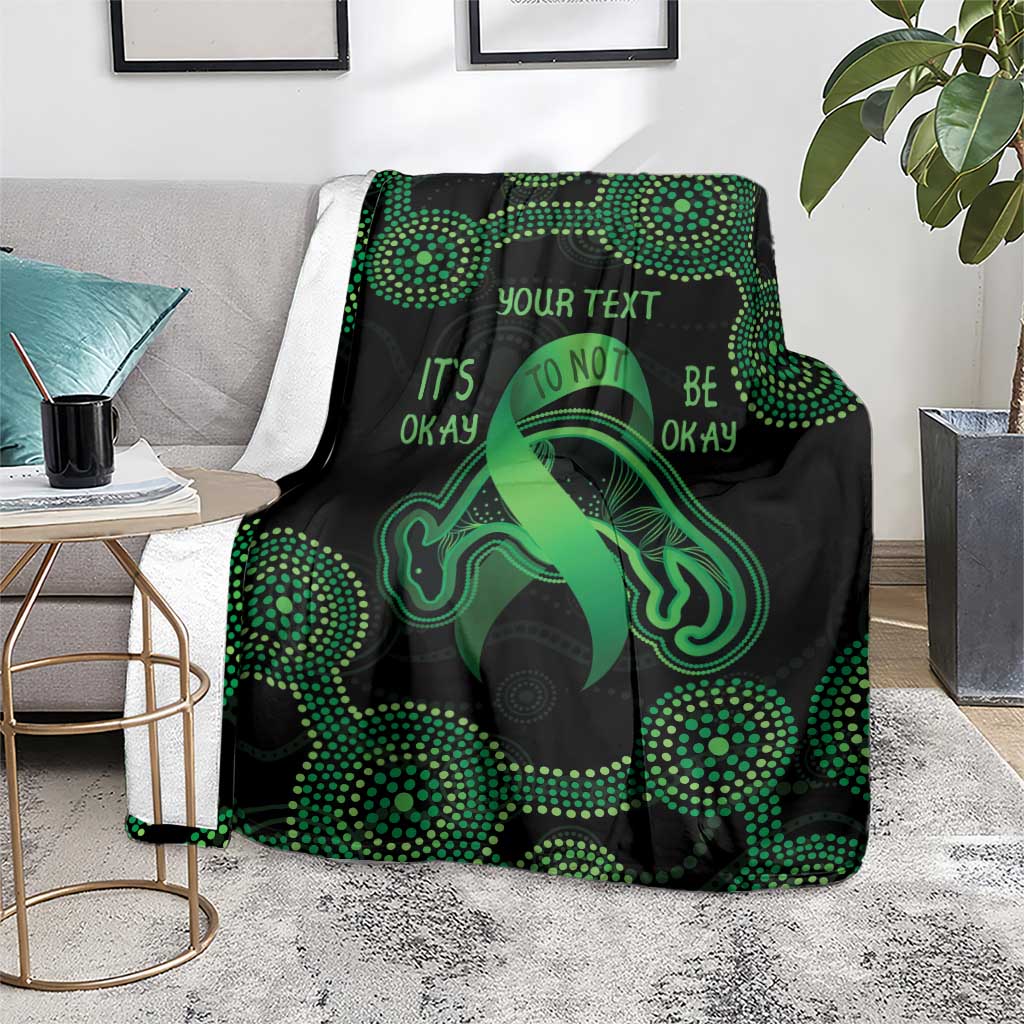 Green Kangaroo Ribbon Aboriginal Personalised Blanket Depression Awareness
