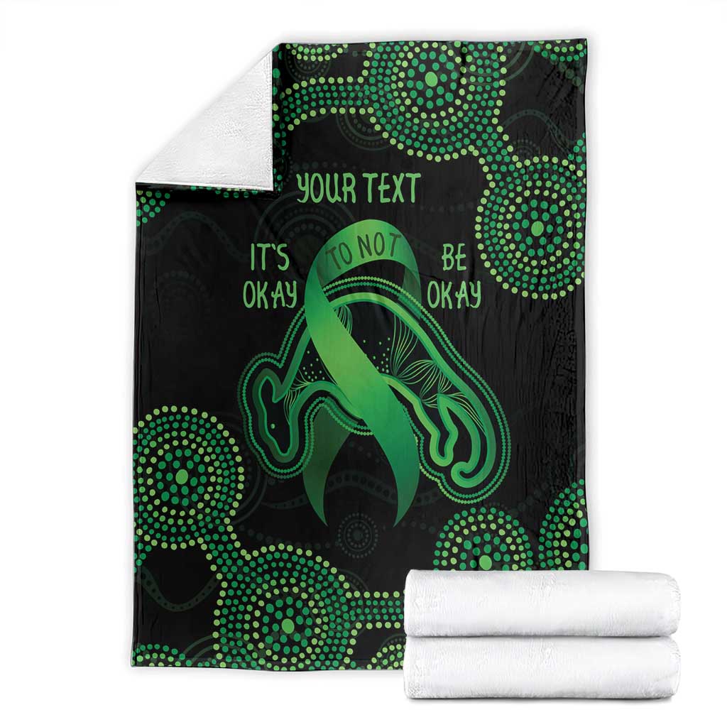 Green Kangaroo Ribbon Aboriginal Personalised Blanket Depression Awareness