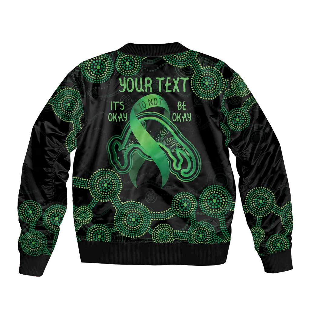 Green Kangaroo Ribbon Aboriginal Personalised Bomber Jacket Depression Awareness