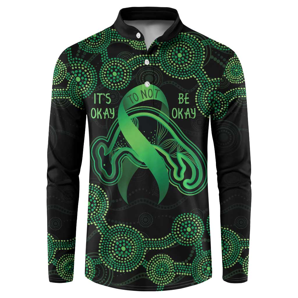 Green Kangaroo Ribbon Aboriginal Personalised Button Sweatshirt Depression Awareness