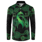 Green Kangaroo Ribbon Aboriginal Personalised Button Sweatshirt Depression Awareness