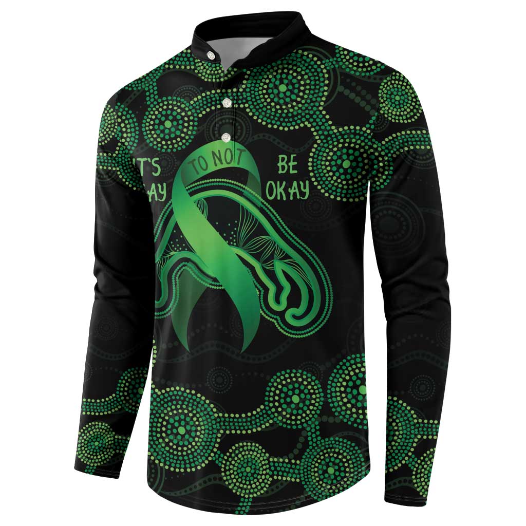 Green Kangaroo Ribbon Aboriginal Personalised Button Sweatshirt Depression Awareness