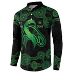 Green Kangaroo Ribbon Aboriginal Personalised Button Sweatshirt Depression Awareness