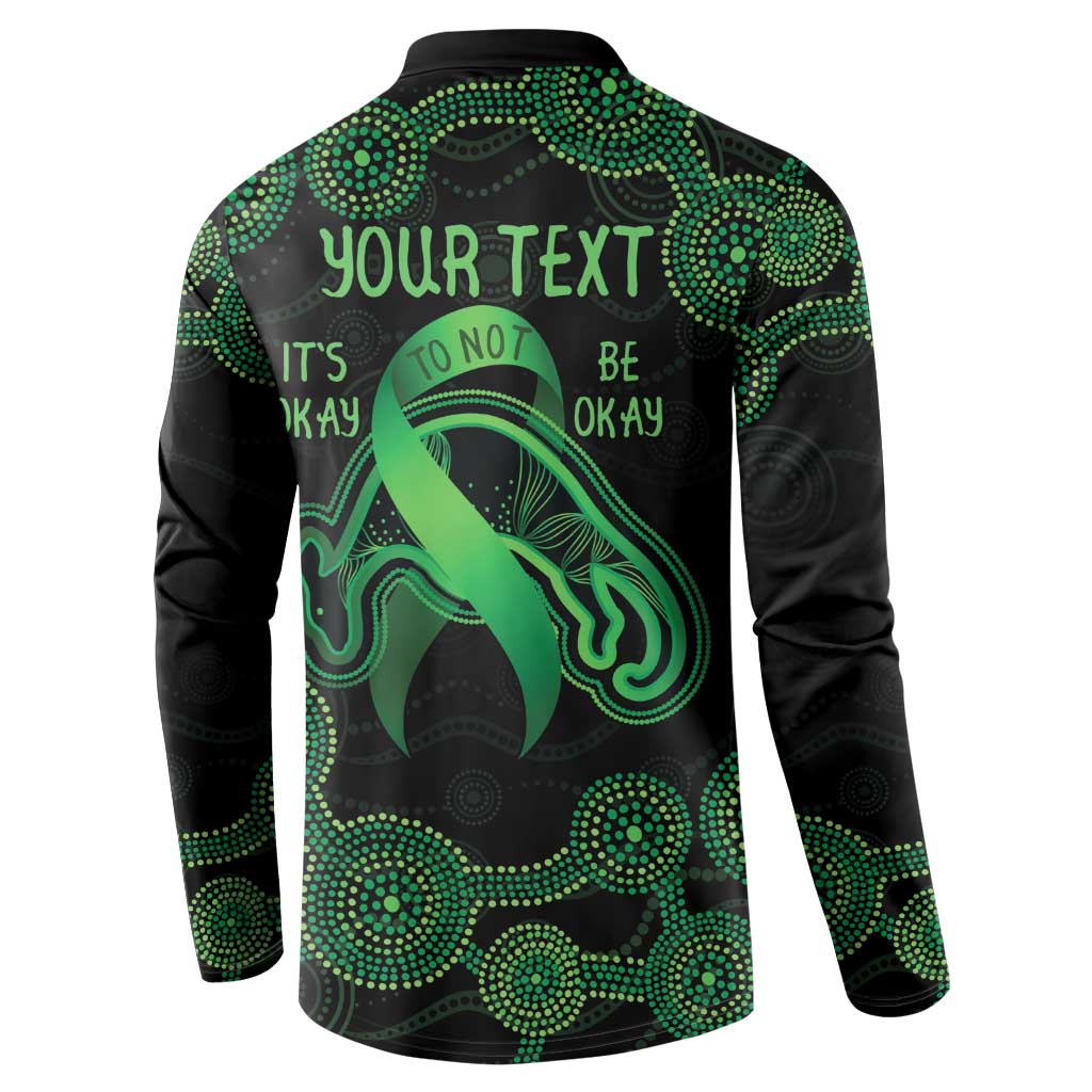 Green Kangaroo Ribbon Aboriginal Personalised Button Sweatshirt Depression Awareness