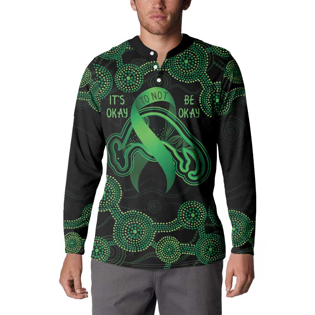 Green Kangaroo Ribbon Aboriginal Personalised Button Sweatshirt Depression Awareness