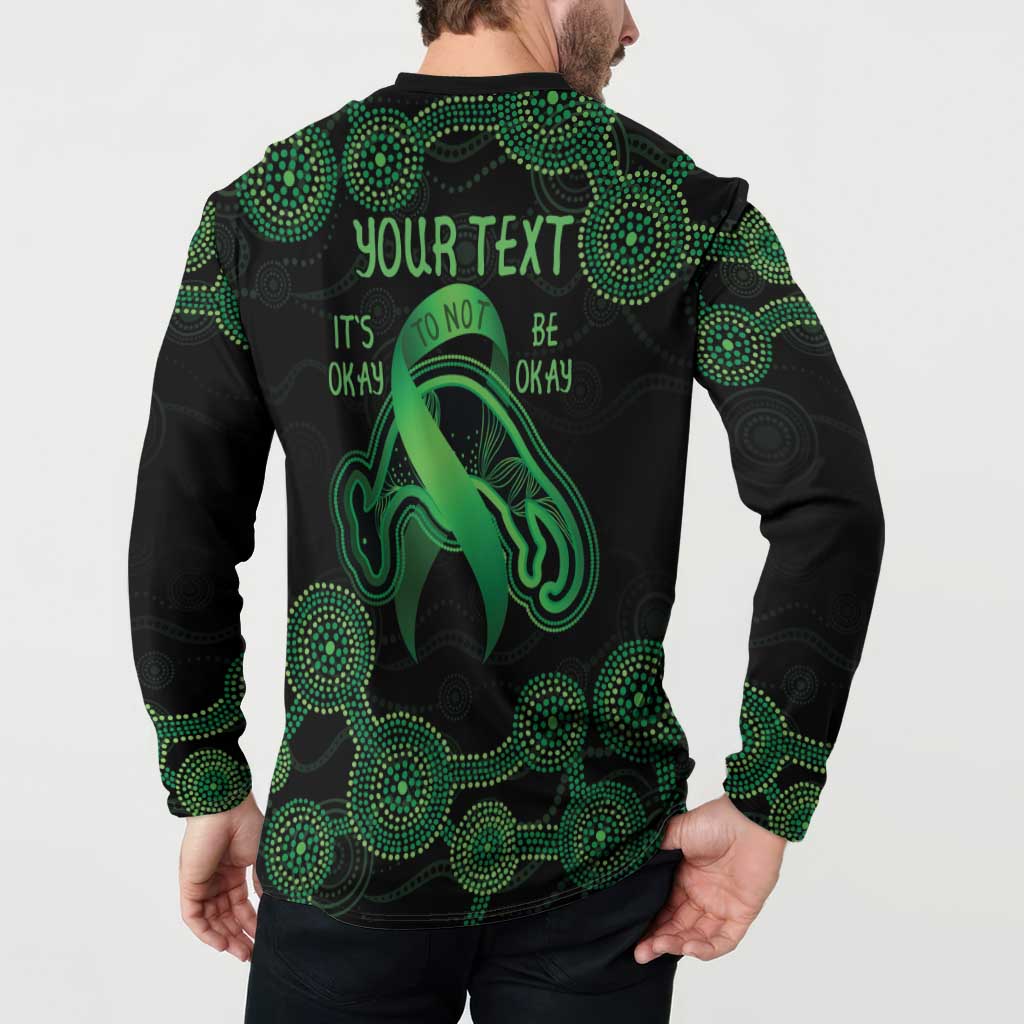 Green Kangaroo Ribbon Aboriginal Personalised Button Sweatshirt Depression Awareness