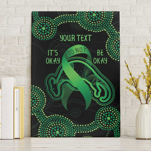 Green Kangaroo Ribbon Aboriginal Personalised Canvas Wall Art Depression Awareness