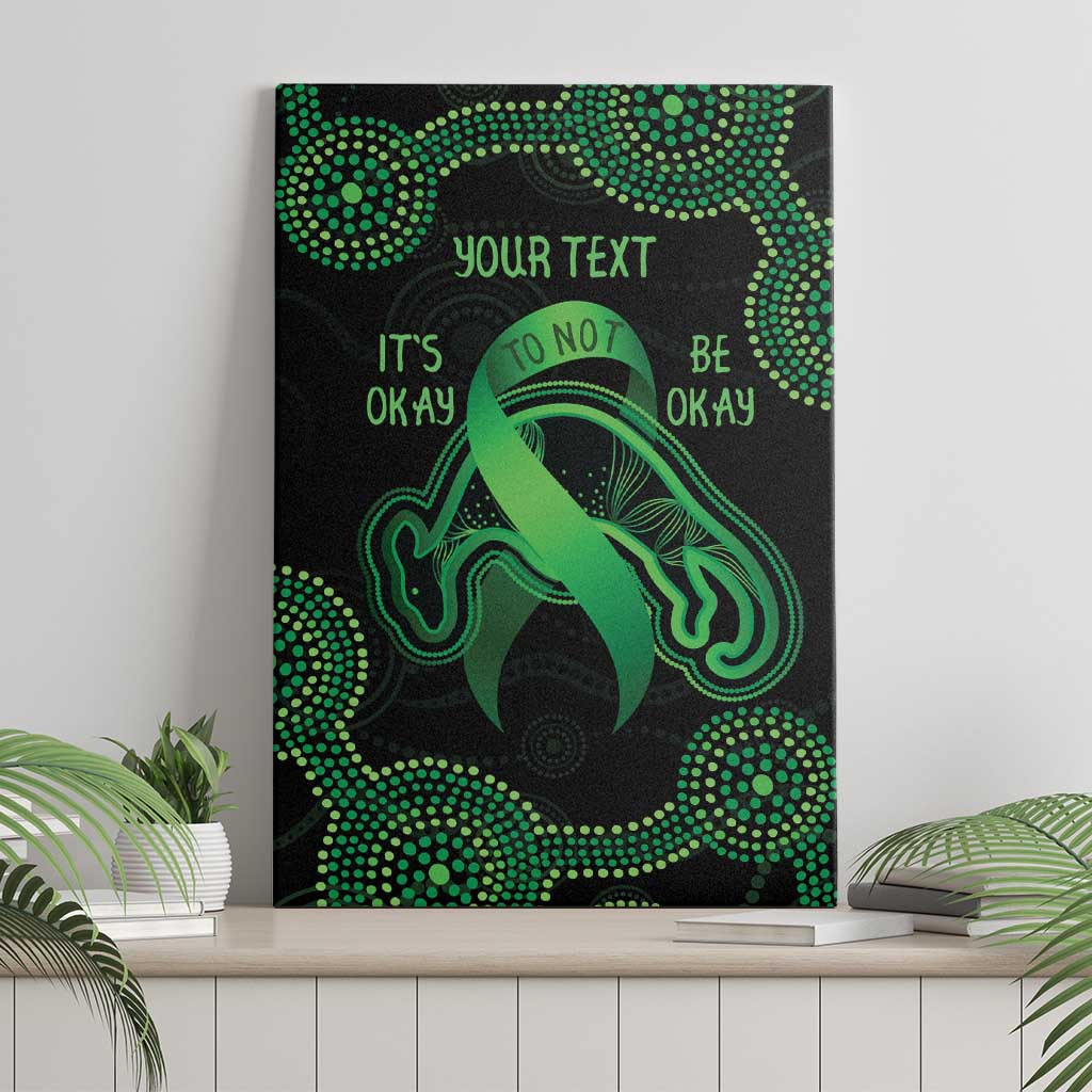 Green Kangaroo Ribbon Aboriginal Personalised Canvas Wall Art Depression Awareness