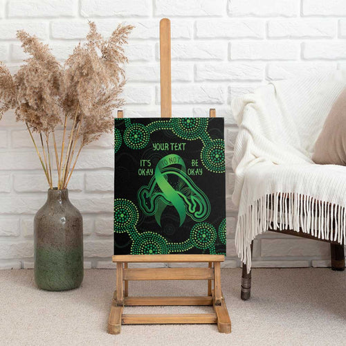 Green Kangaroo Ribbon Aboriginal Personalised Canvas Wall Art Depression Awareness