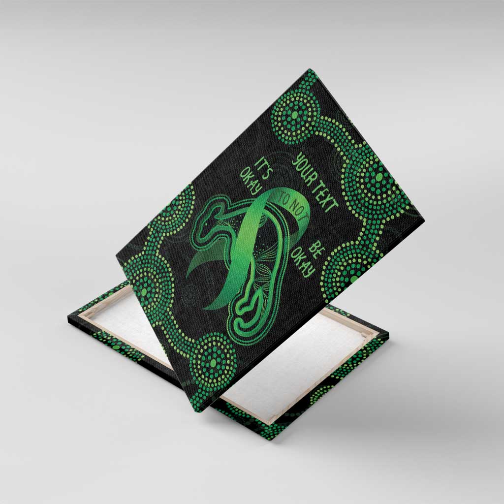 Green Kangaroo Ribbon Aboriginal Personalised Canvas Wall Art Depression Awareness