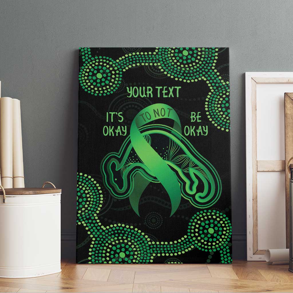 Green Kangaroo Ribbon Aboriginal Personalised Canvas Wall Art Depression Awareness