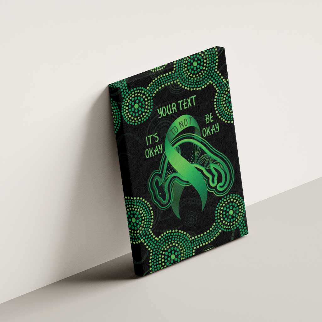 Green Kangaroo Ribbon Aboriginal Personalised Canvas Wall Art Depression Awareness