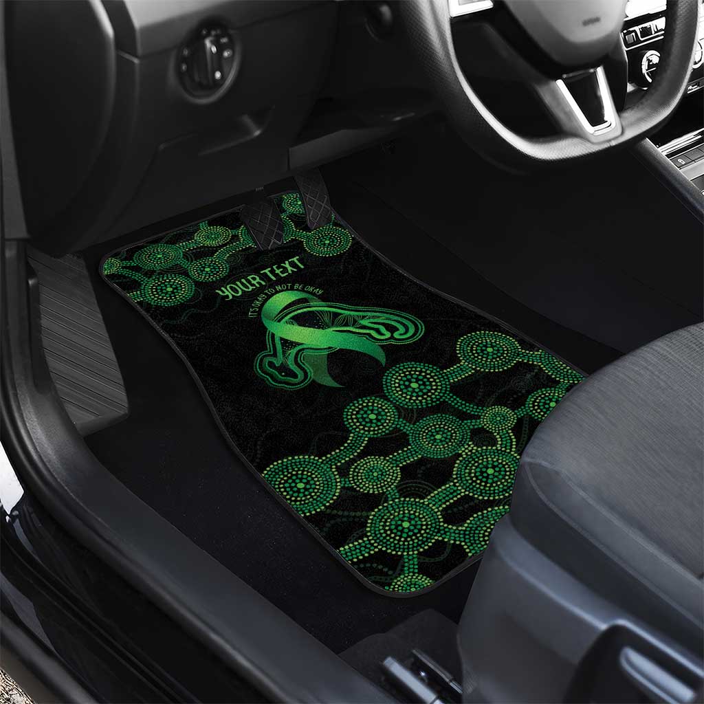 Green Kangaroo Ribbon Aboriginal Personalised Car Mats Depression Awareness