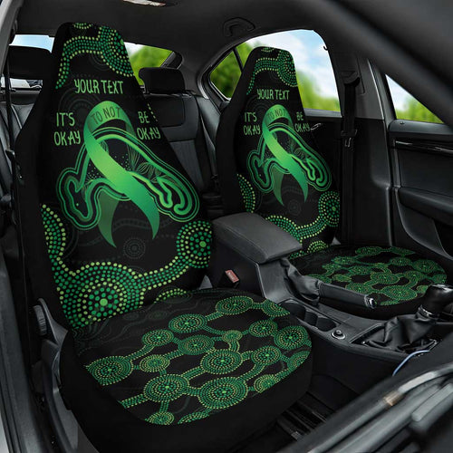 Green Kangaroo Ribbon Aboriginal Personalised Car Seat Cover Depression Awareness
