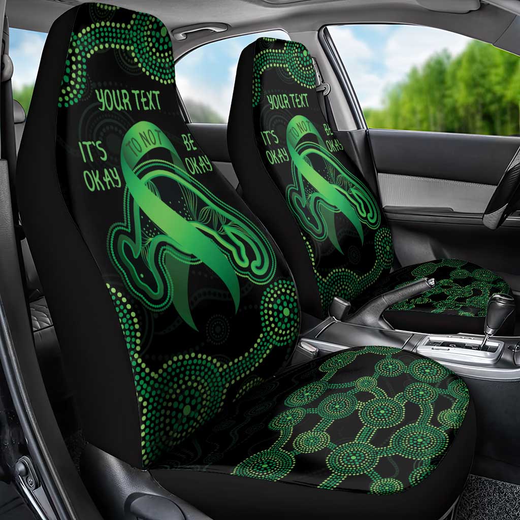 Green Kangaroo Ribbon Aboriginal Personalised Car Seat Cover Depression Awareness