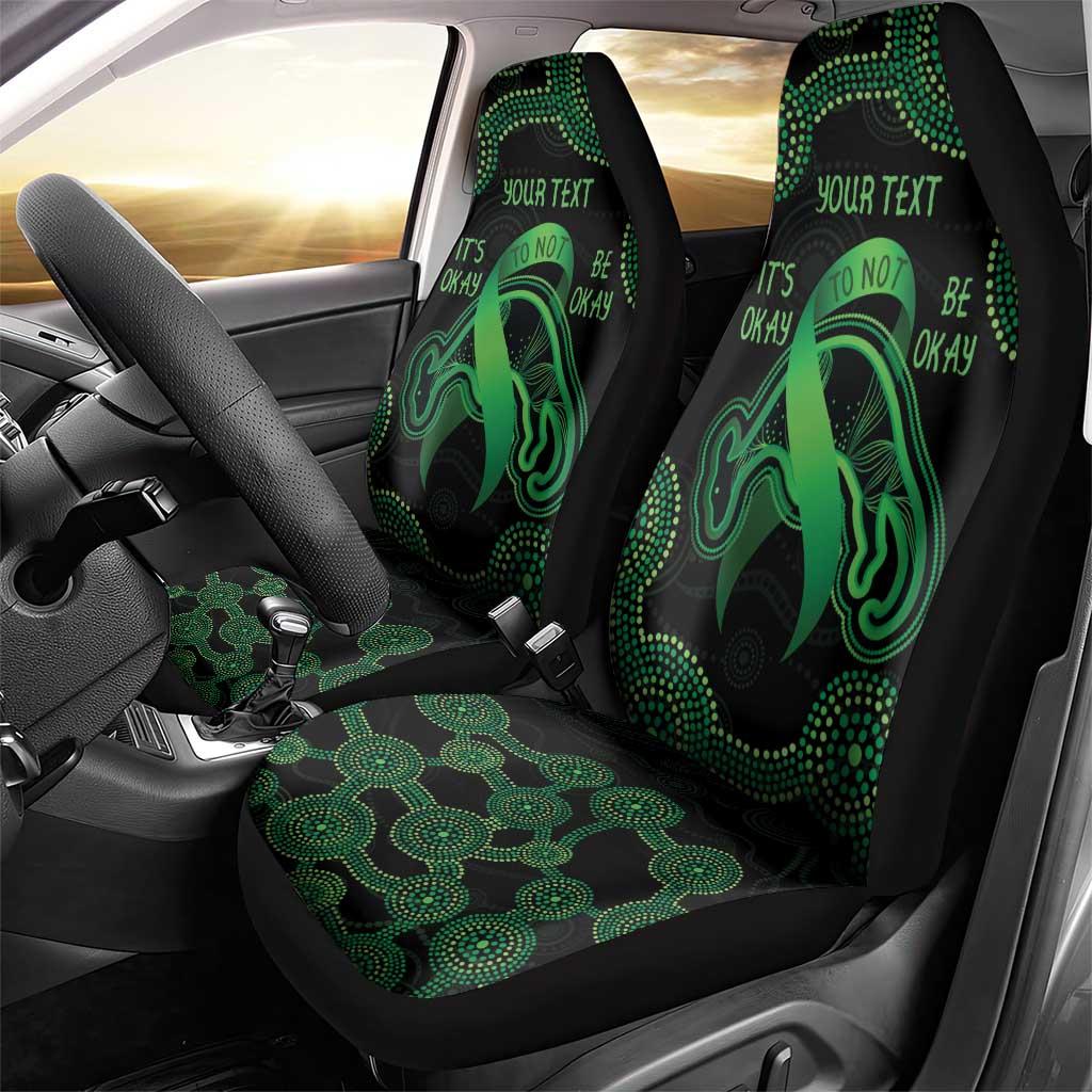 Green Kangaroo Ribbon Aboriginal Personalised Car Seat Cover Depression Awareness